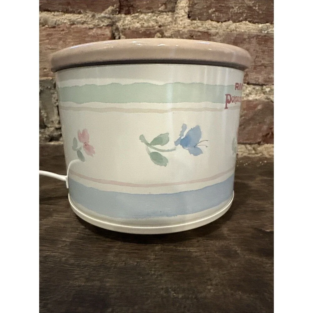 Vintage 1988 Rival Electric Potpourri Crock Pot 3206 Floral Around Works Great